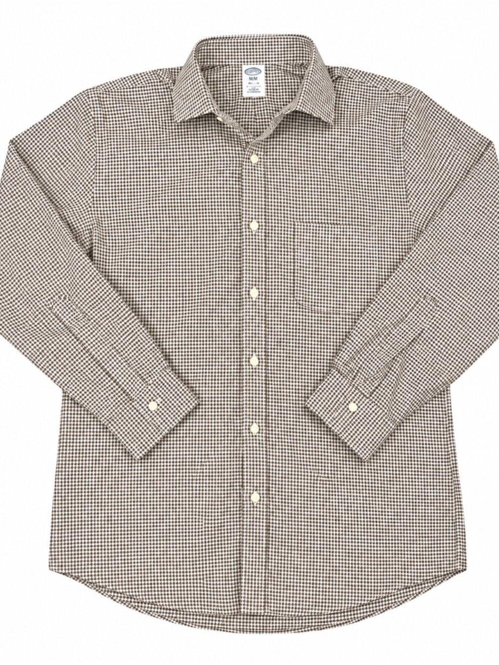 Brooks Brothers Men’s Brown Gingham Supima Cotton Non-Iron Dress Shirt 15.5 32